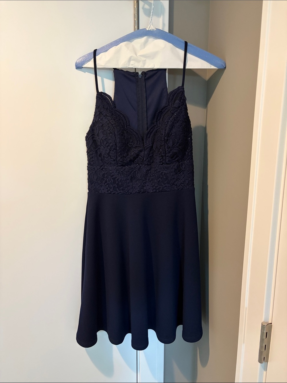 City Studio Navy Lace-Detail Mini Dress
